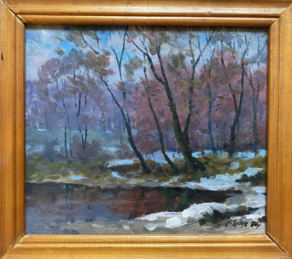 Framed oil painting Winters end by Gabda Vasily Georgievich serene winter landscape