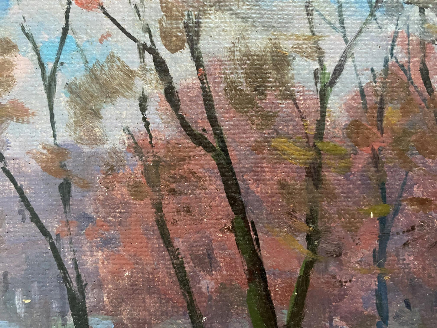 Oil painting Winters end by Gabda Vasily Georgievich, autumnal trees