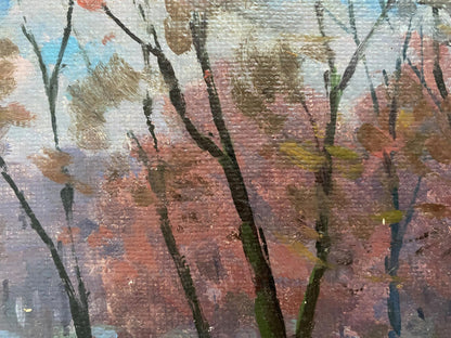Oil painting Winters end by Gabda Vasily Georgievich, autumnal trees