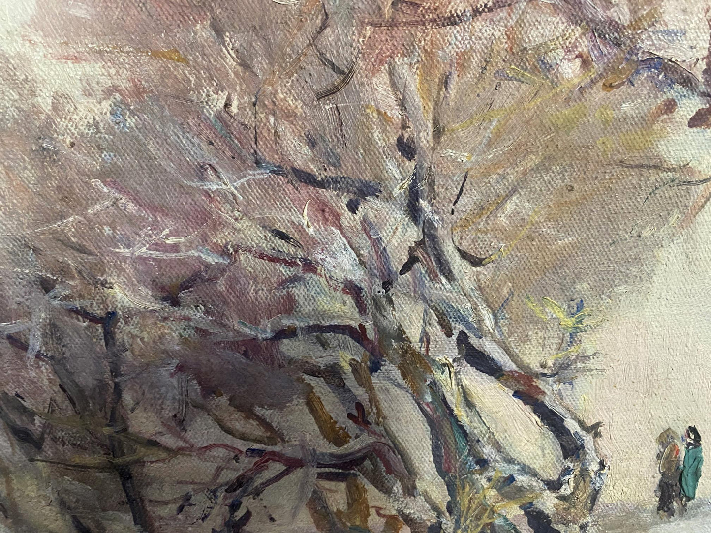 Impressionistic bare tree branches oil painting by Maksimenko Alexander Grigorievich