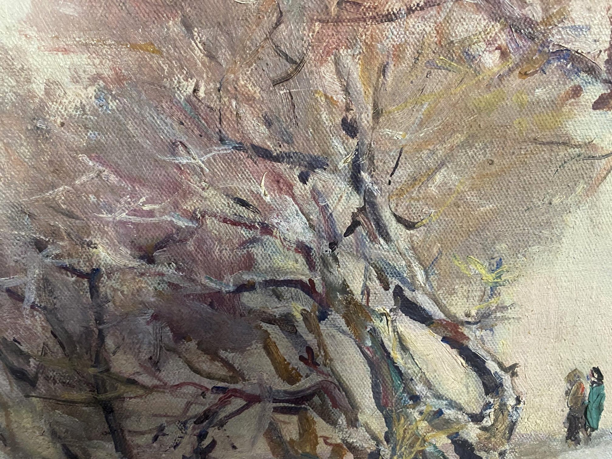 Impressionistic bare tree branches oil painting by Maksimenko Alexander Grigorievich