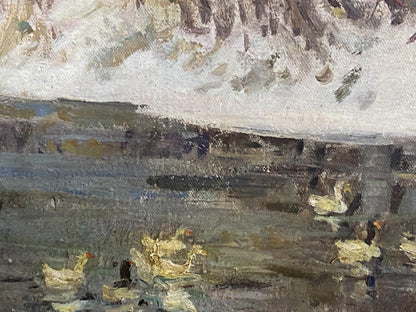 Oil painting by Maksimenko Alexander Grigorievich: ducks in lake