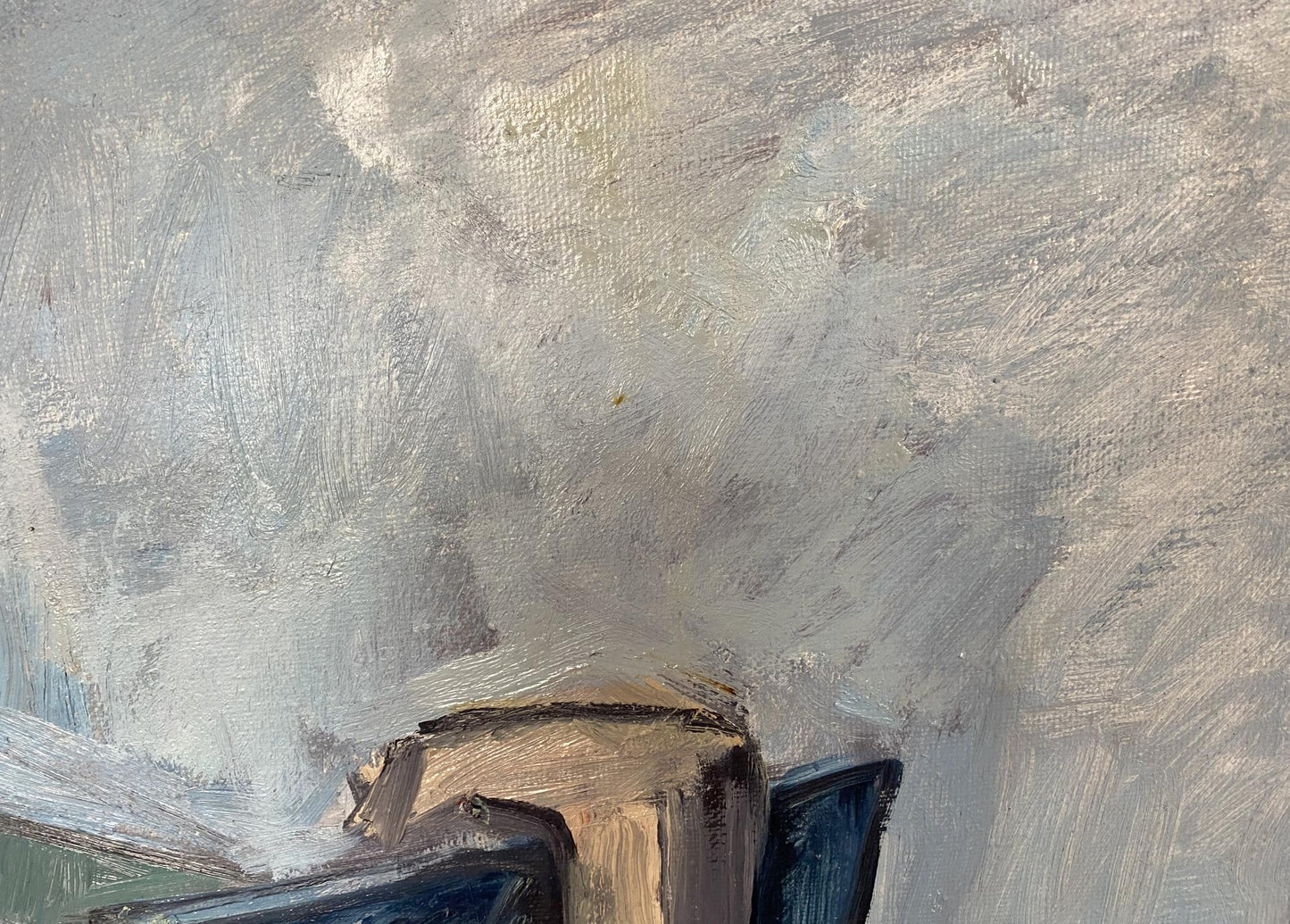 Textured impressionistic oil painting of female figure portrait by Stanislav Ivanovich Sychov