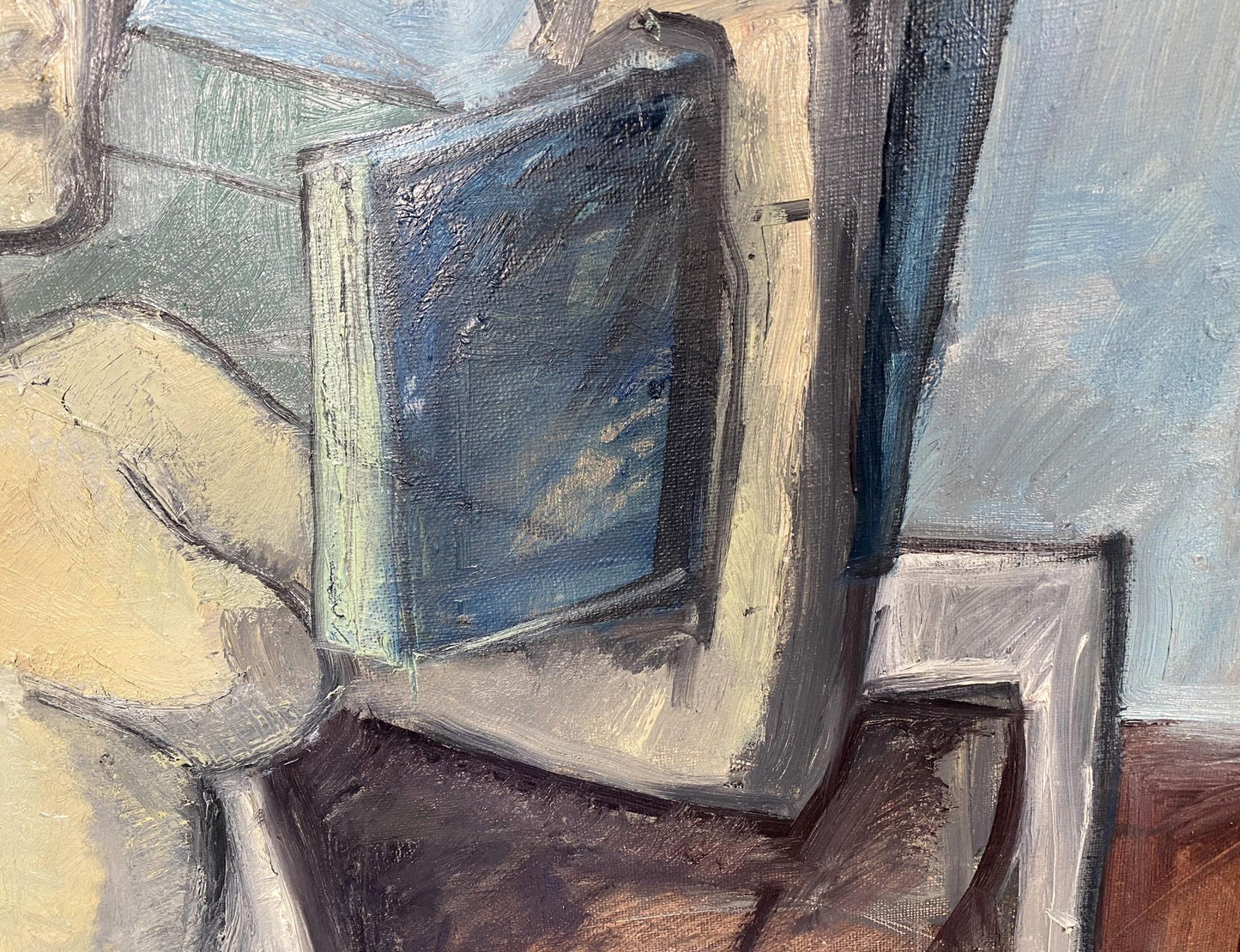 Dark blue textured book of Sychov female figure oil painting portrait