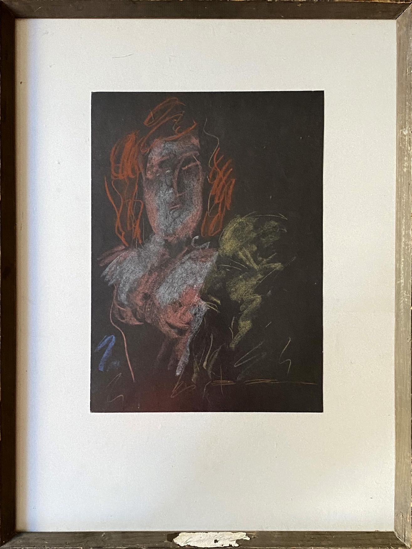 Charcoal sketch of woman with red hair by Valentin Dmytrovych Khrushch