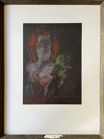 Charcoal sketch of woman with red hair by Valentin Dmytrovych Khrushch