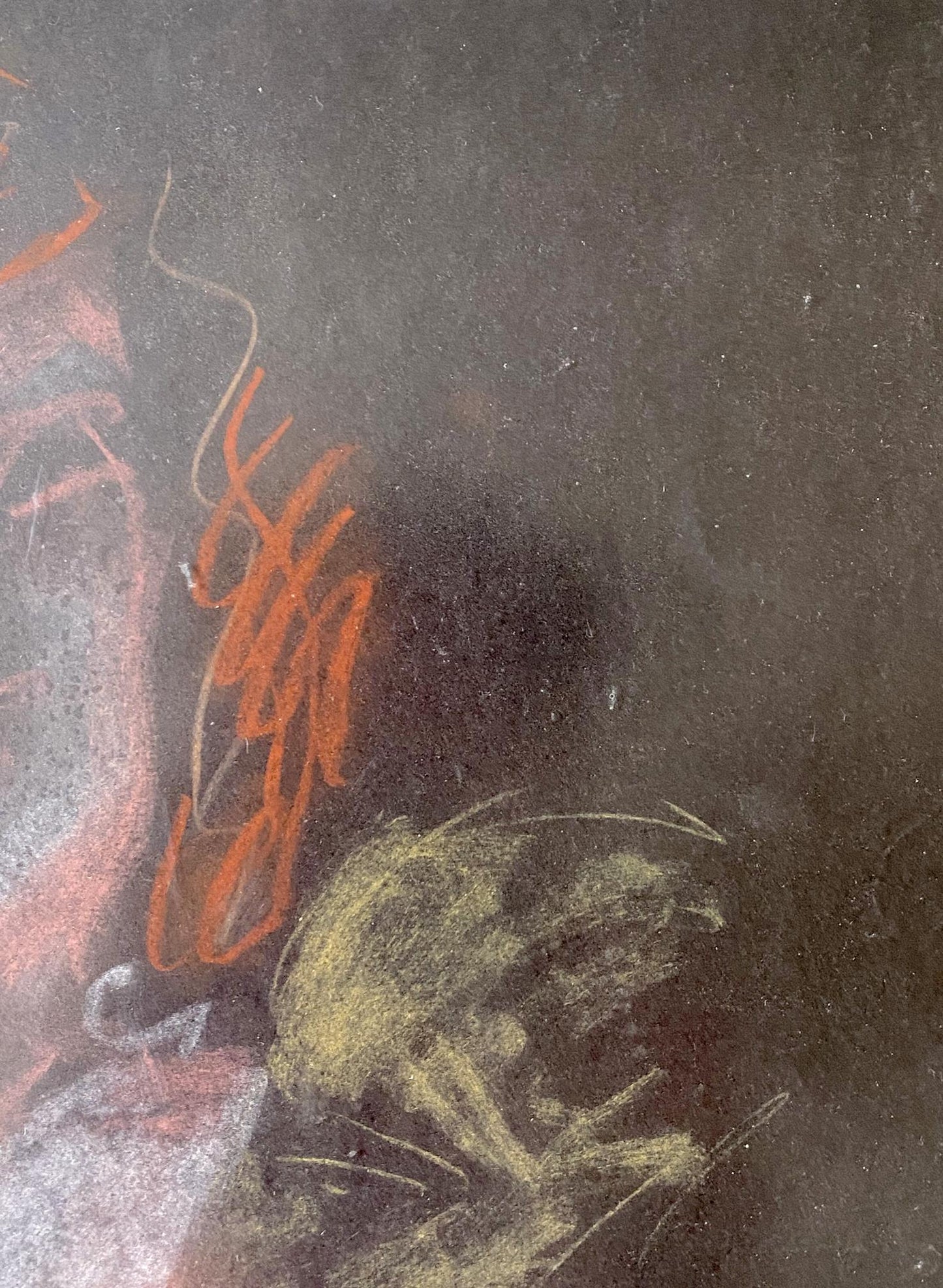 Textured charcoal sketch of bird in greenish-yellow tones by Khrushch