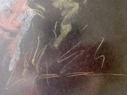 Textured charcoal sketch of woman portrait by Valentin Dmytrovych Khrushch