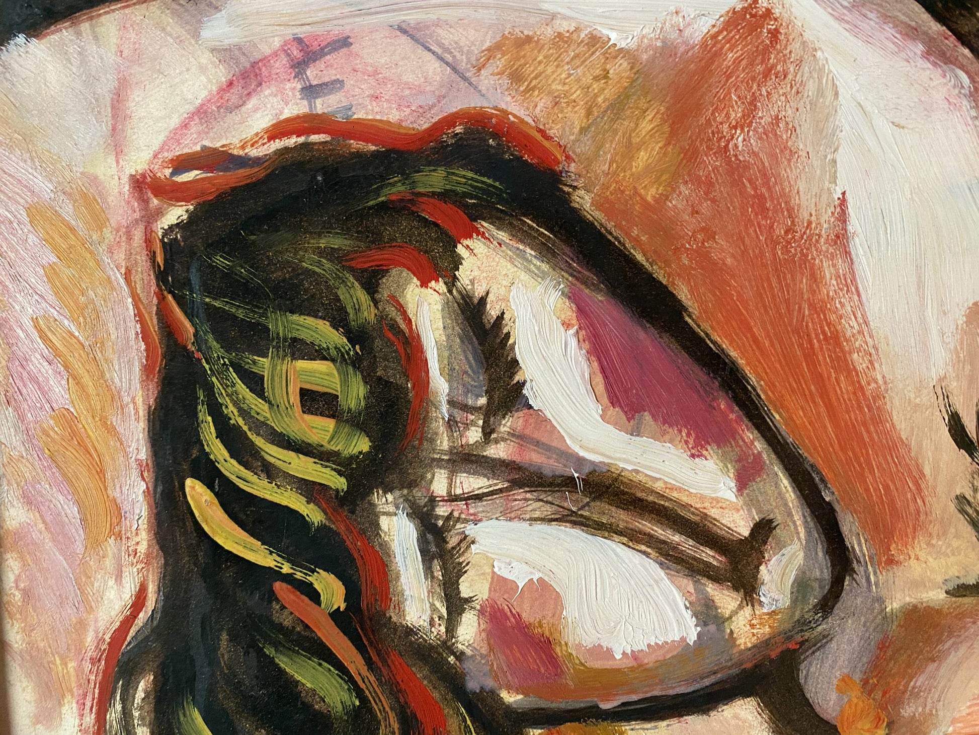 Abstract expressionist oil portrait of female figure by Valentin Dmytrovych Khrushch