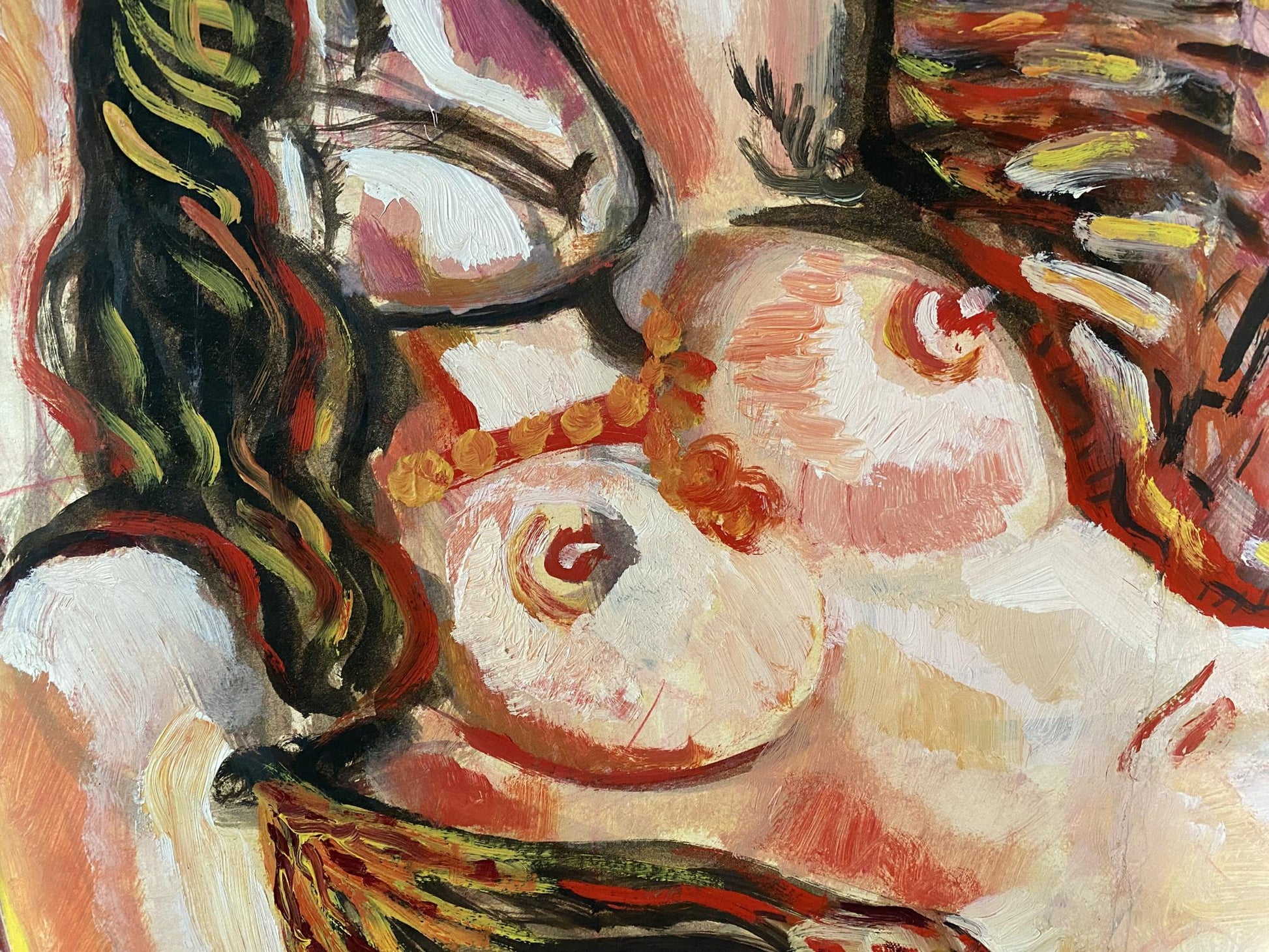 Vibrant oil painting portrait of female figure by Valentin Dmytrovych Khrushch