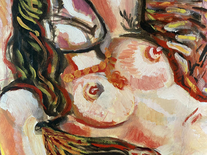 Vibrant oil painting portrait of female figure by Valentin Dmytrovych Khrushch
