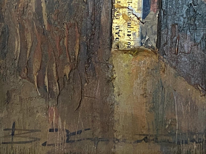 Weathered wooden back of Oil painting Portrait of priest Valentin Dmytrovych Khrushch