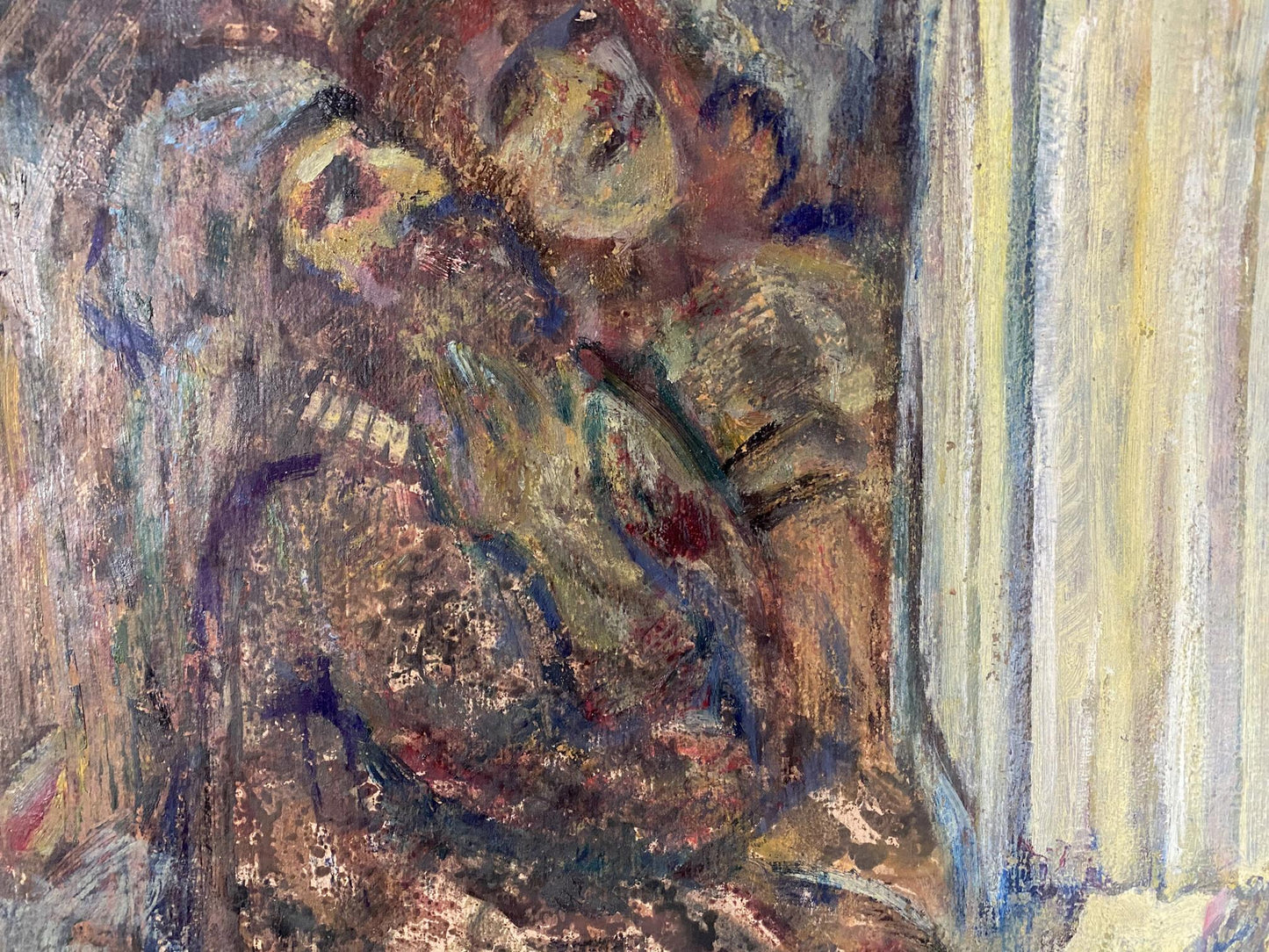 Abstract Jesus Christ oil portrait by Valentin Dmytrovych Khrushch in earthy tones