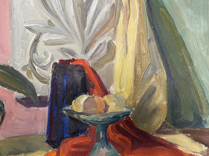 Oil painting After a Hard Day by Selskaya Margarita Ivanovna with fruit bowl