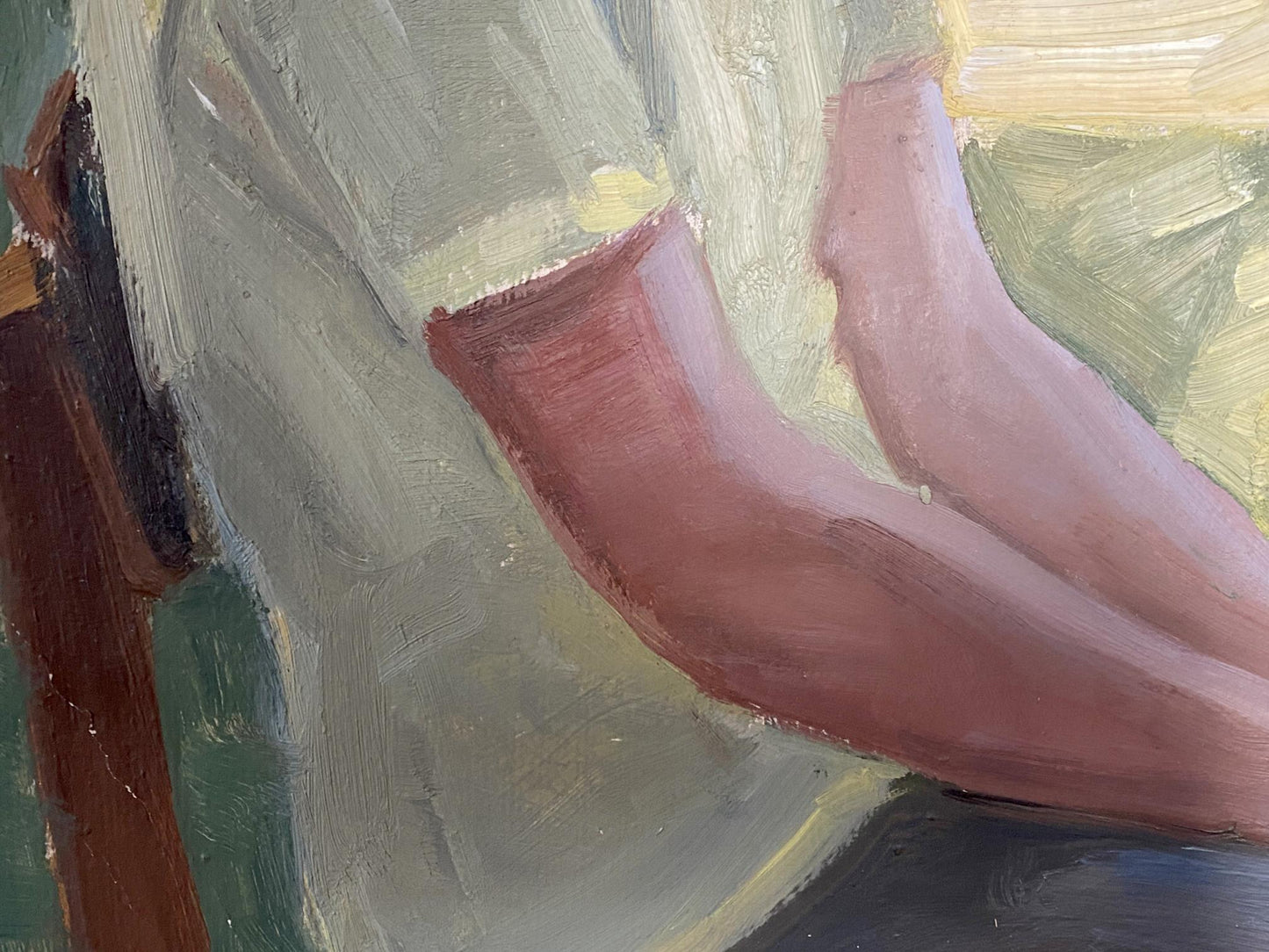 Impressionistic oil painting of soft pink leg by Selskaya Margarita Ivanovna