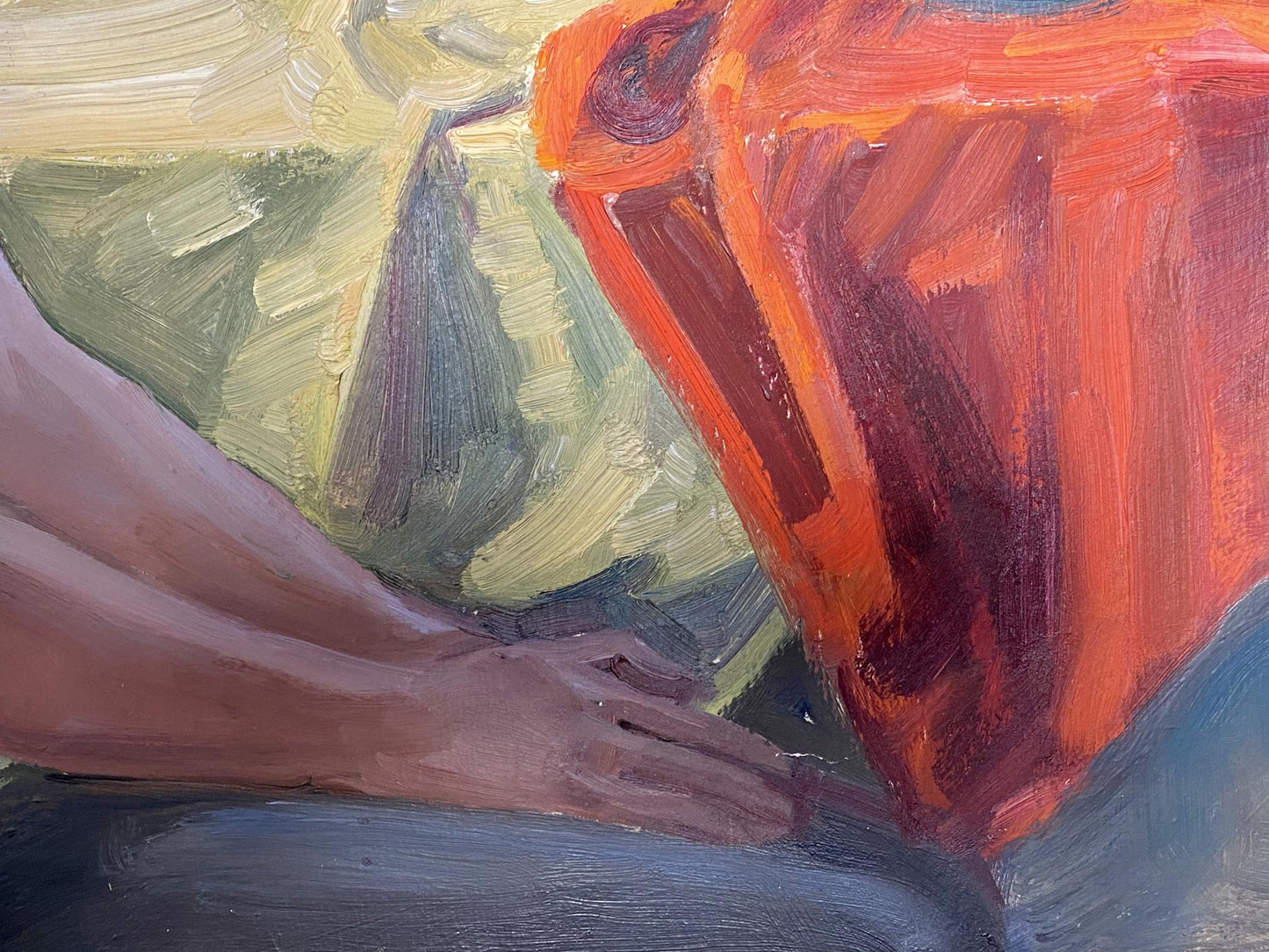 Vibrant orange abstract oil painting After a hard day by Selskaya Margarita Ivanovna