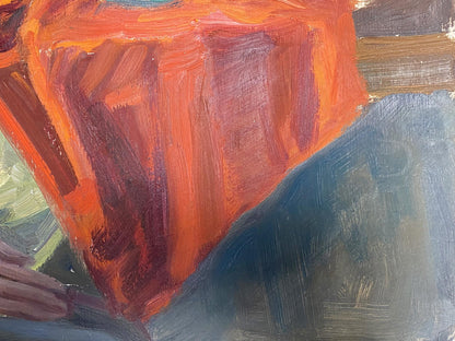 Vibrant orange oil painting After a hard day by Selskaya Margarita Ivanovna