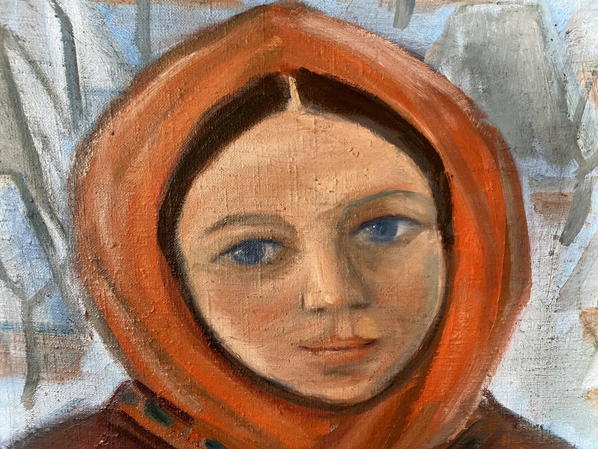 Textured oil painting portrait Hutsulochka Kotska by Andrey Andreevich