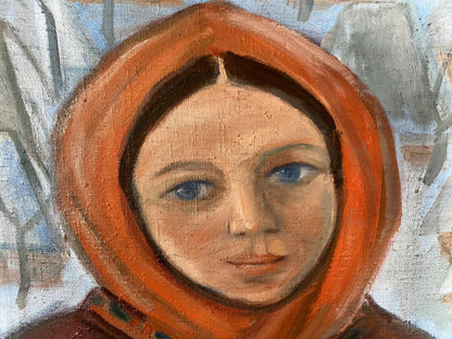 Textured oil painting portrait Hutsulochka Kotska by Andrey Andreevich