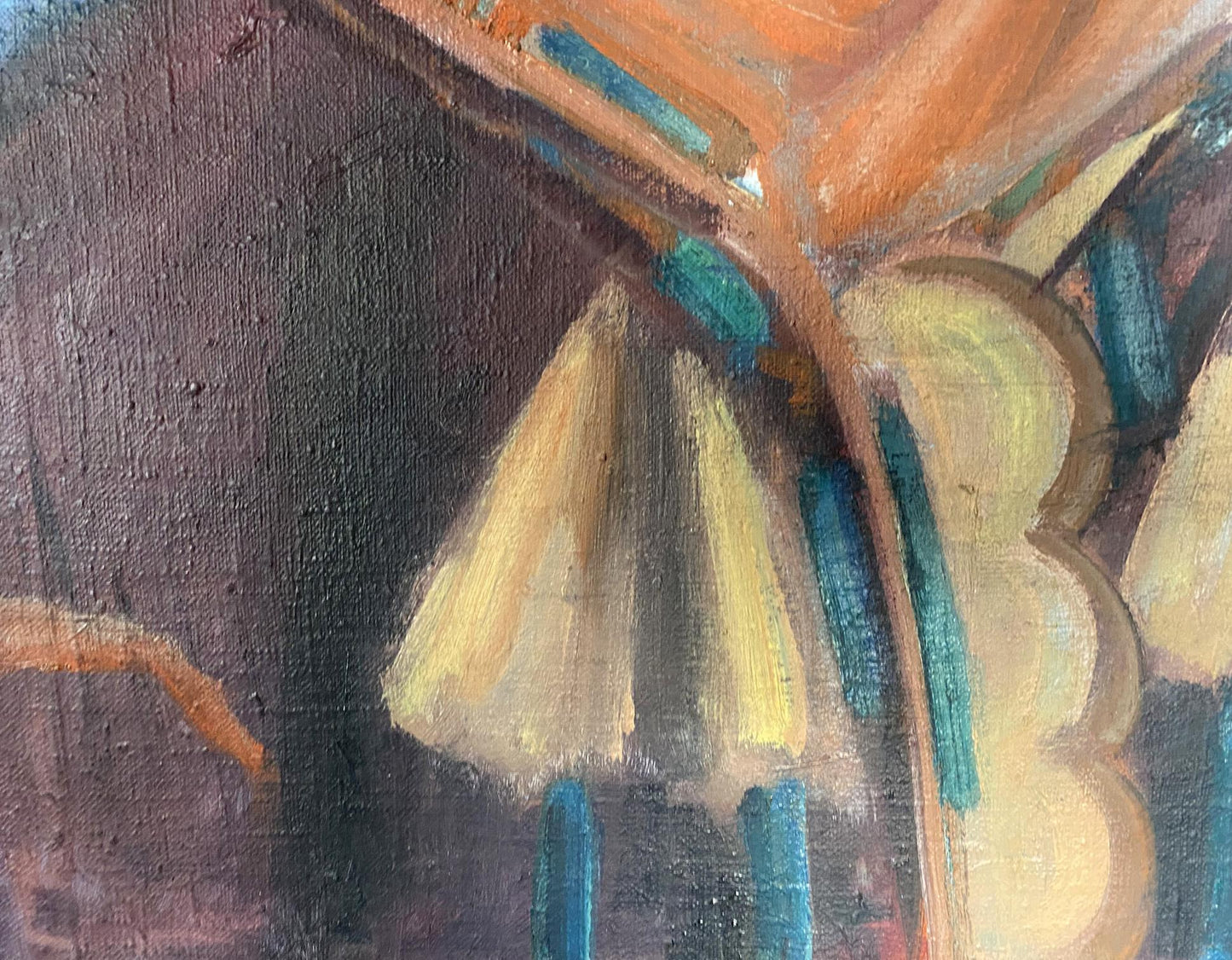 Oil painting Hutsulochka by Kotska Andrey Andreevich in yellow teal tones