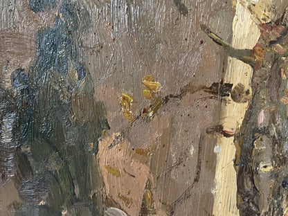 Oil painting City life by Ryzhykh Victor Ivanovich with textured impasto