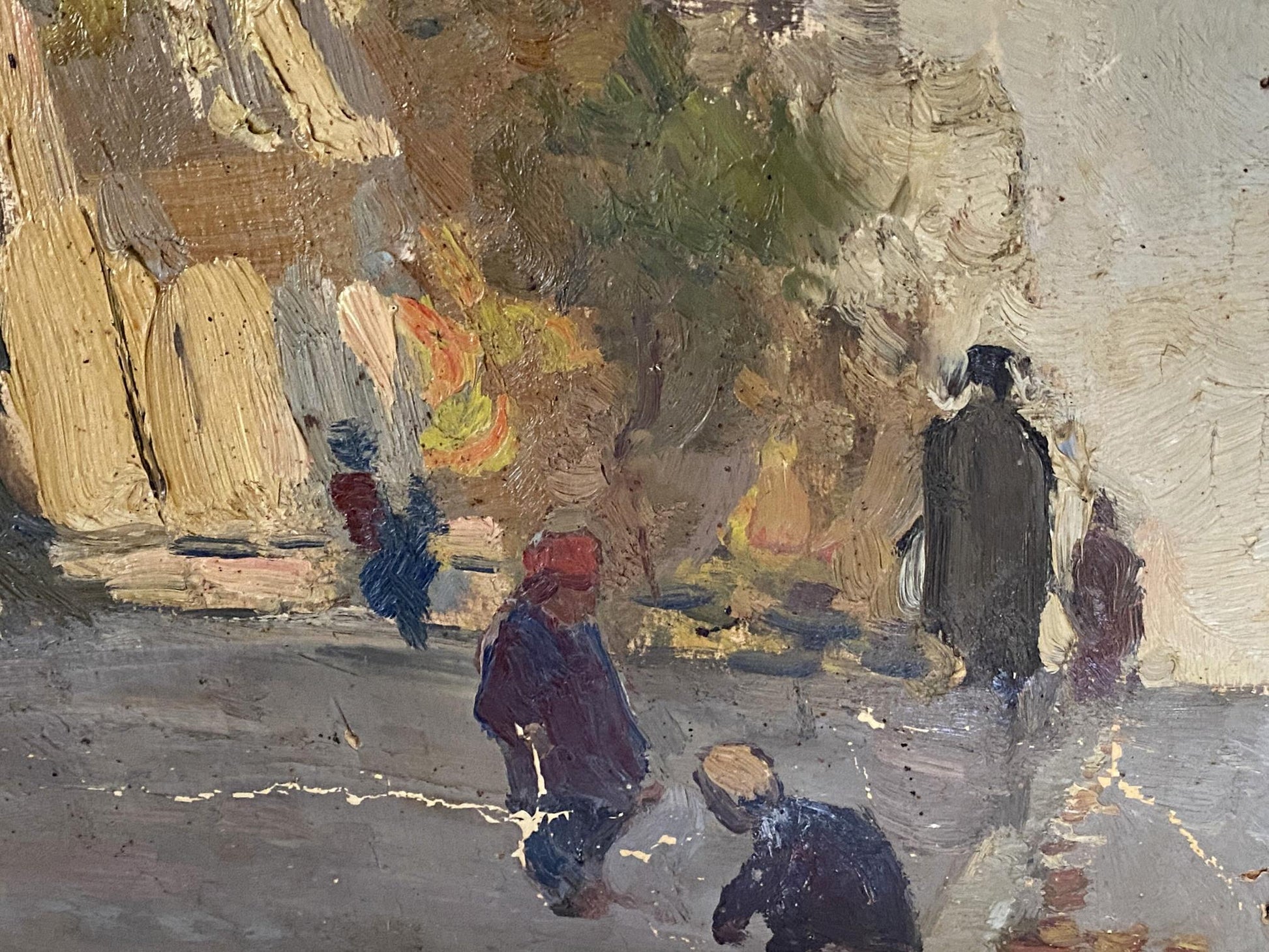 Textured impressionistic oil painting of city life by Ryzhykh Victor Ivanovich