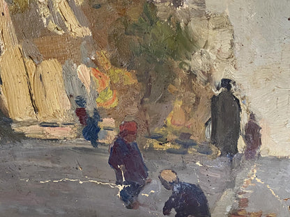 Textured impressionistic oil painting of city life by Ryzhykh Victor Ivanovich