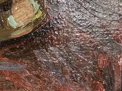 Textured impasto oil painting of vase with flowers by Ryman Evgeny Nikolaevich