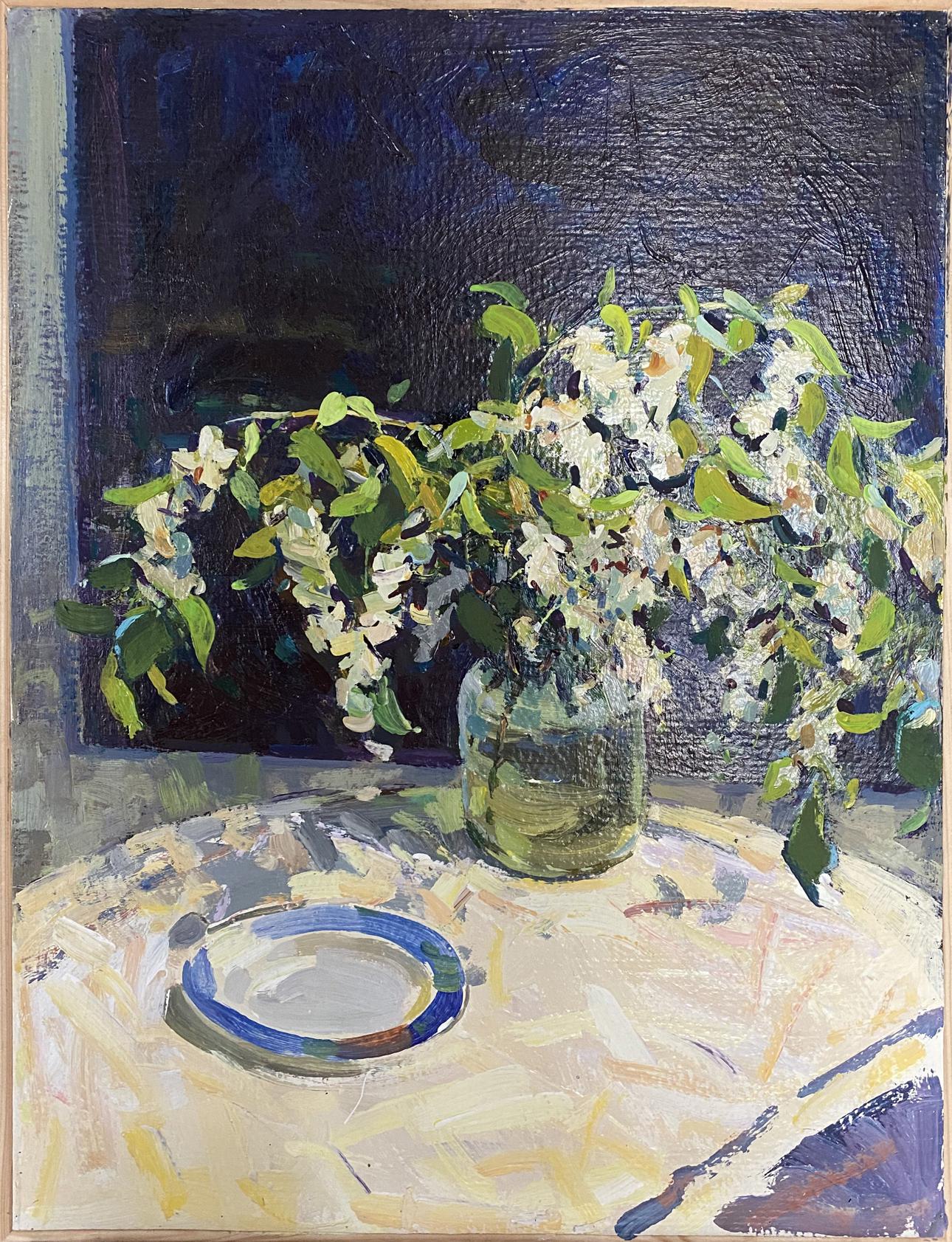 Oil painting Still life at the night window by Dragomirova Nina Stepanovna