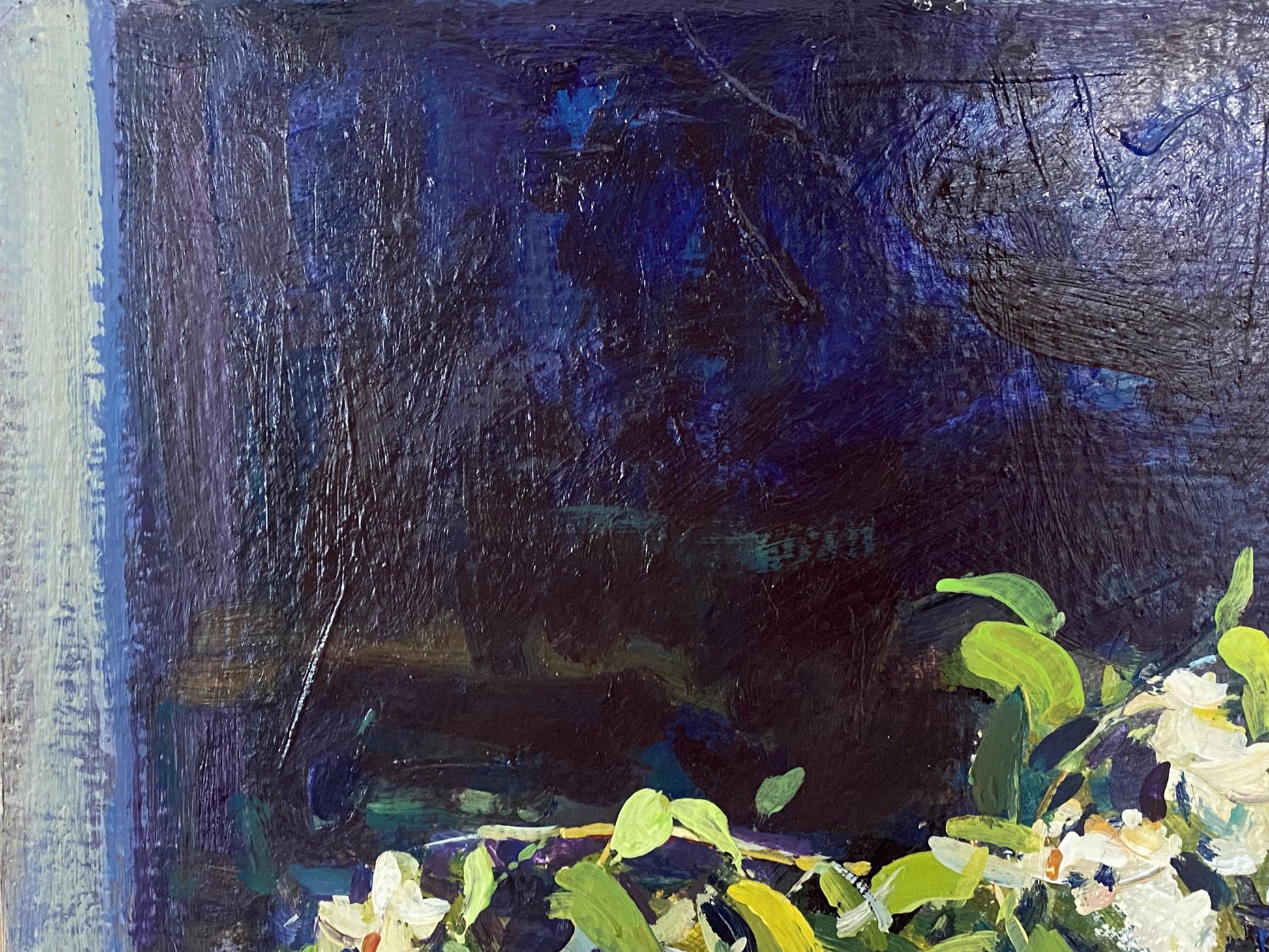 Oil painting Still life at the night window by Dragomirova Nina Stepanovna