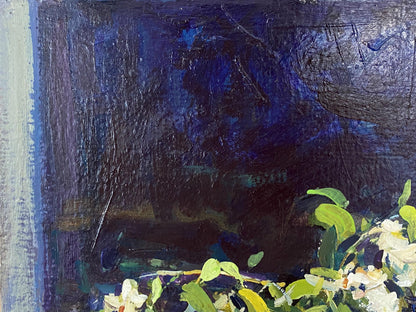Oil painting Still life at the night window by Dragomirova Nina Stepanovna