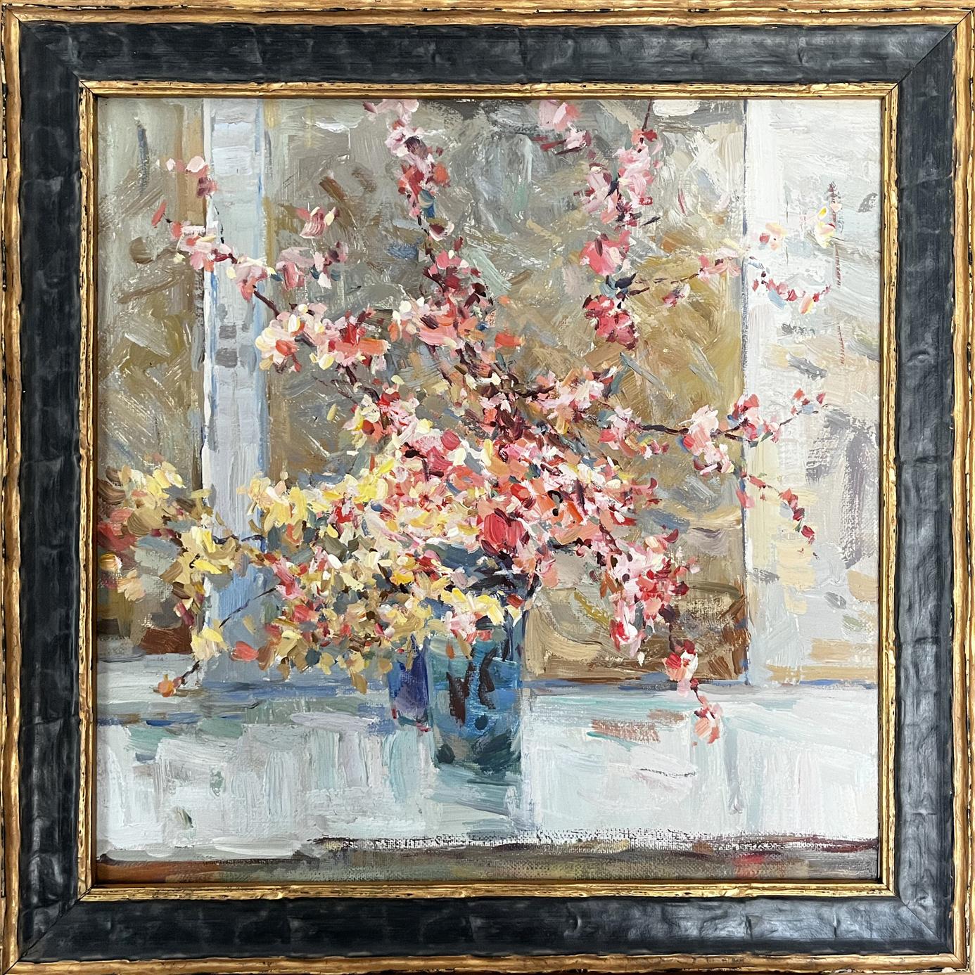 Oil painting Blooming cherry by Ryman Evgeny Nikolaevich in gold frame