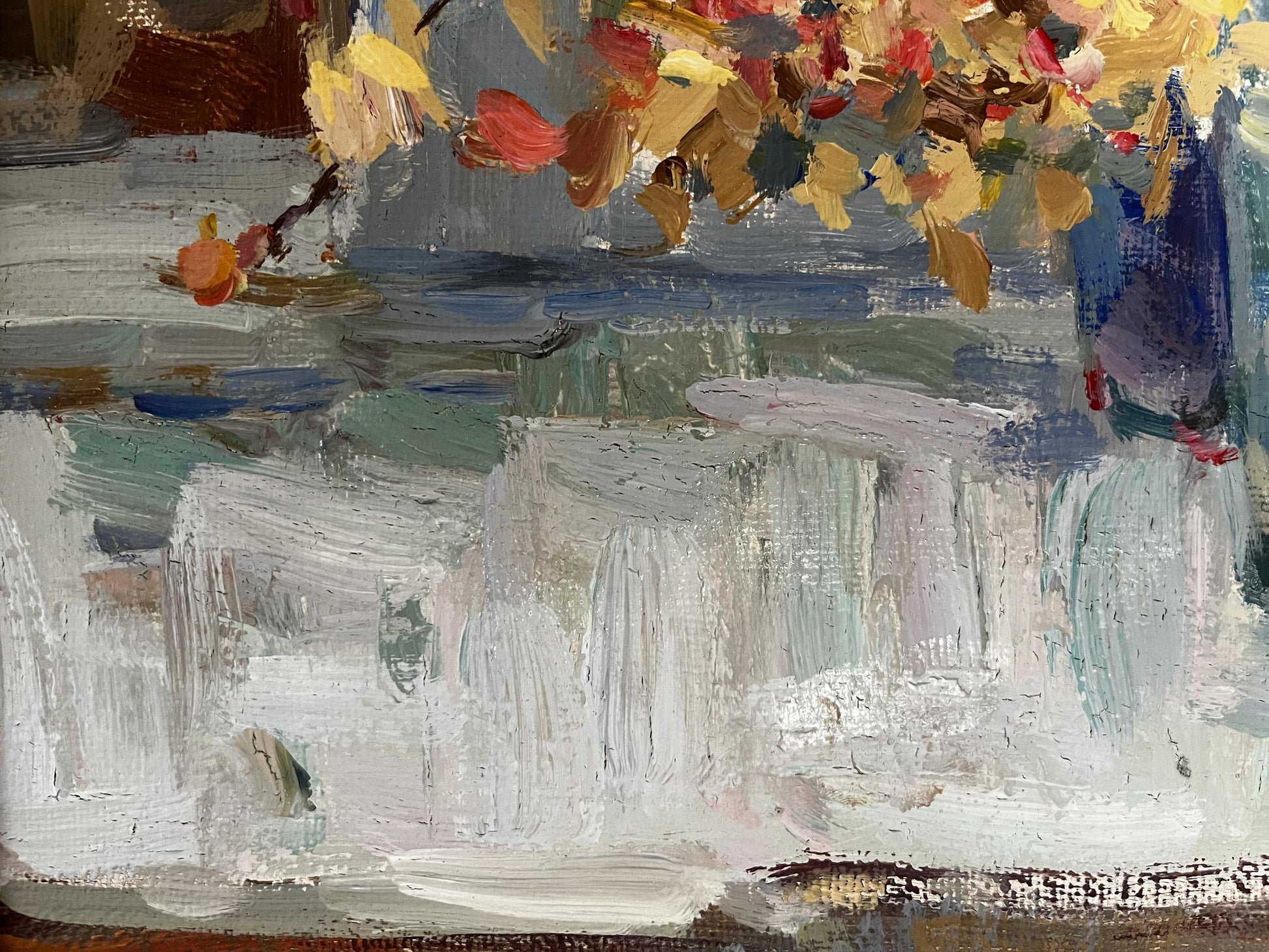 Abstract oil painting of blooming cherry by Ryman Evgeny Nikolaevich