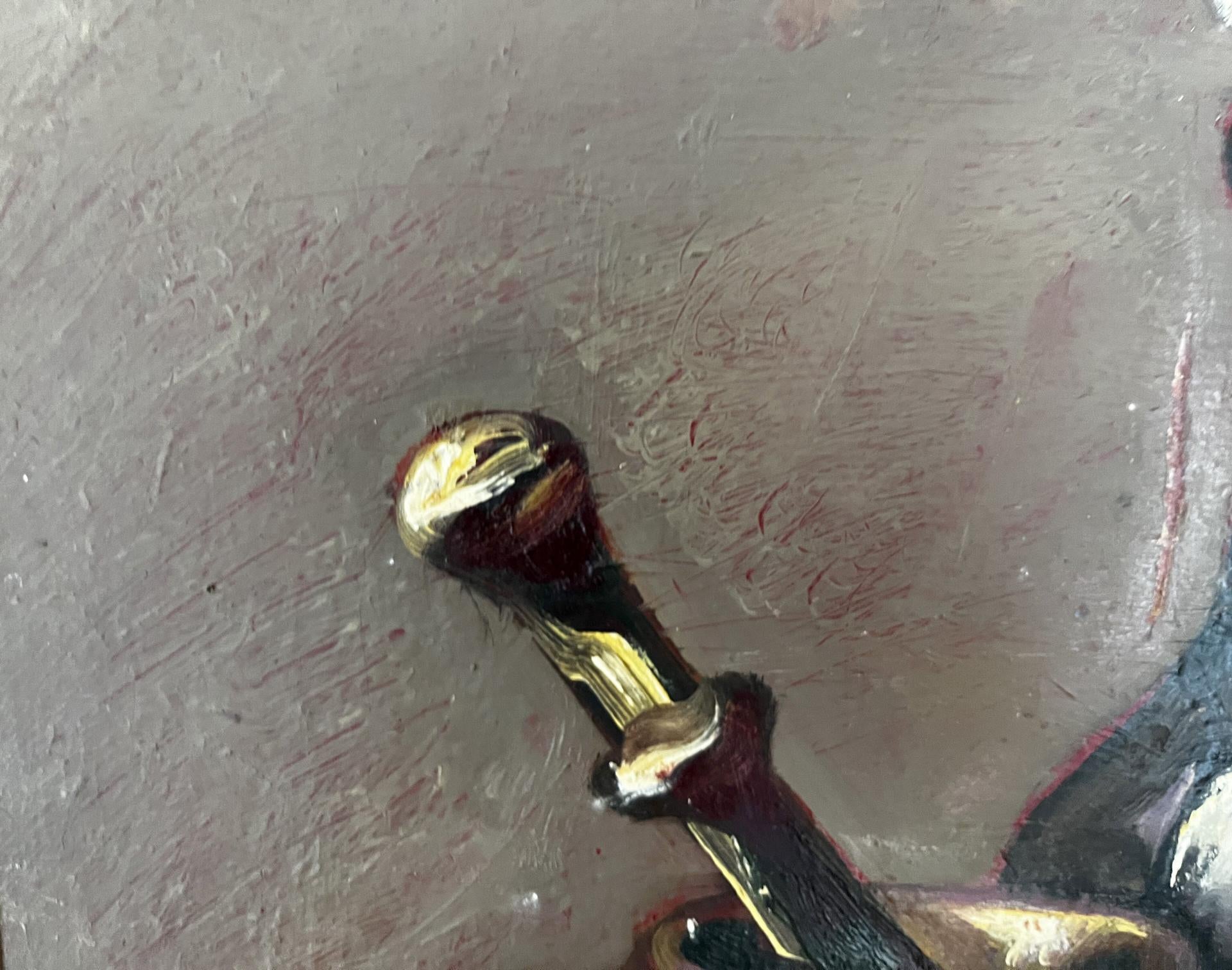 Polished gold-toned handle on Prokopenko Nikolai Nikolaevich oil painting