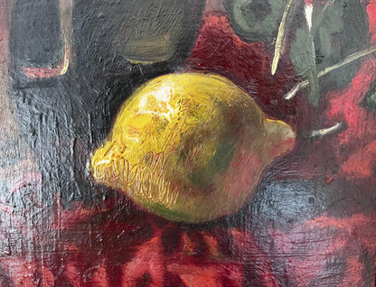 Oil painting of vibrant yellow lemon by Prokopenko Nikolai Nikolaevich