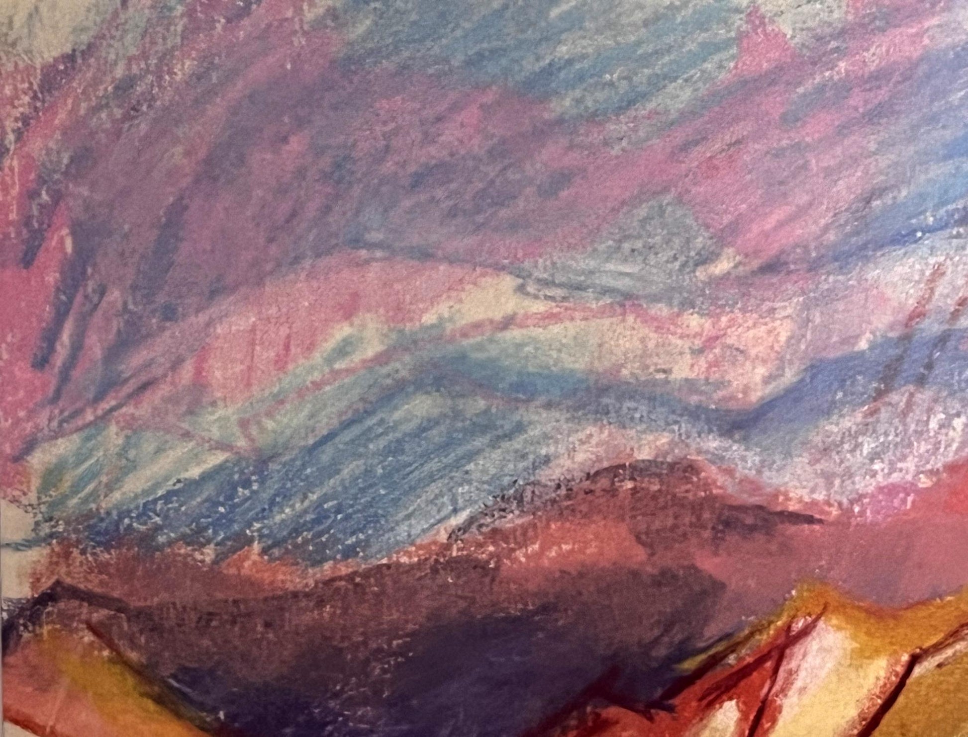 Textured pastel painting of girl in mountains by Stanislav Ivanovych Sychev