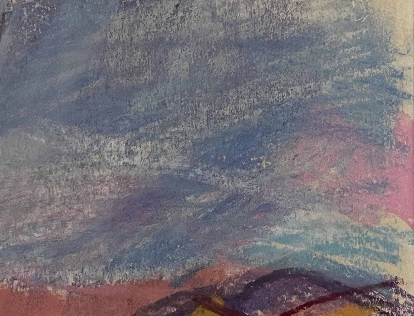 Abstract pastel artwork of girl in mountains by Stanislav Ivanovych Sychev