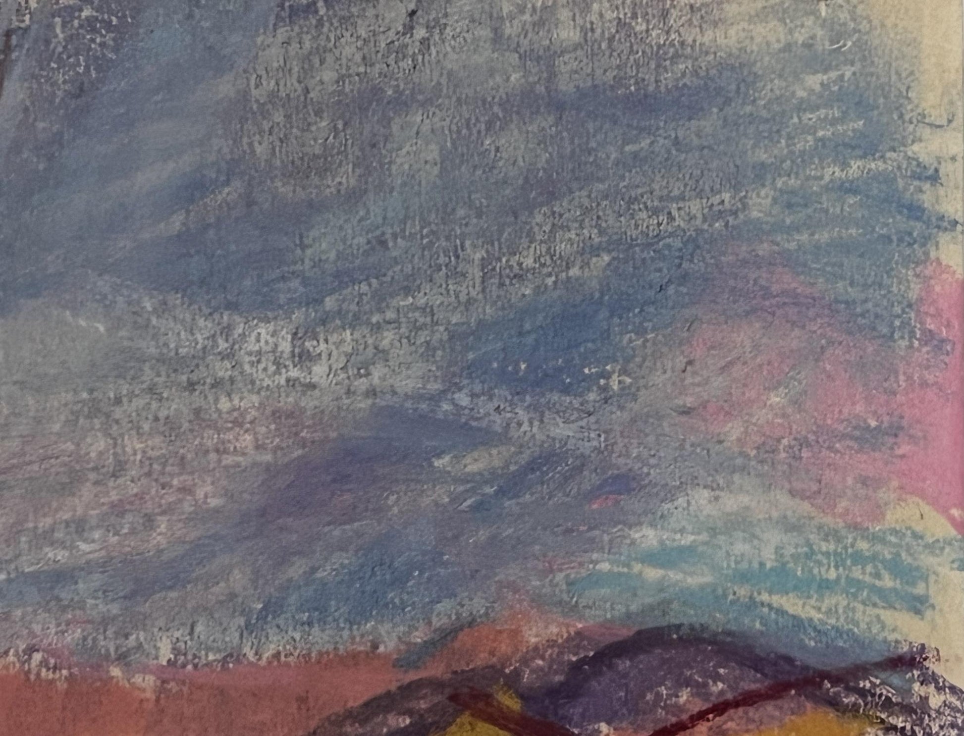 Abstract pastel artwork of girl in mountains by Stanislav Ivanovych Sychev