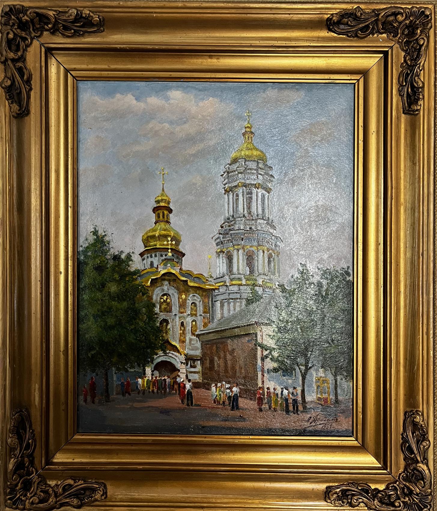 Oil painting of Pechersk Lavra main entrance by Leonid Drobot