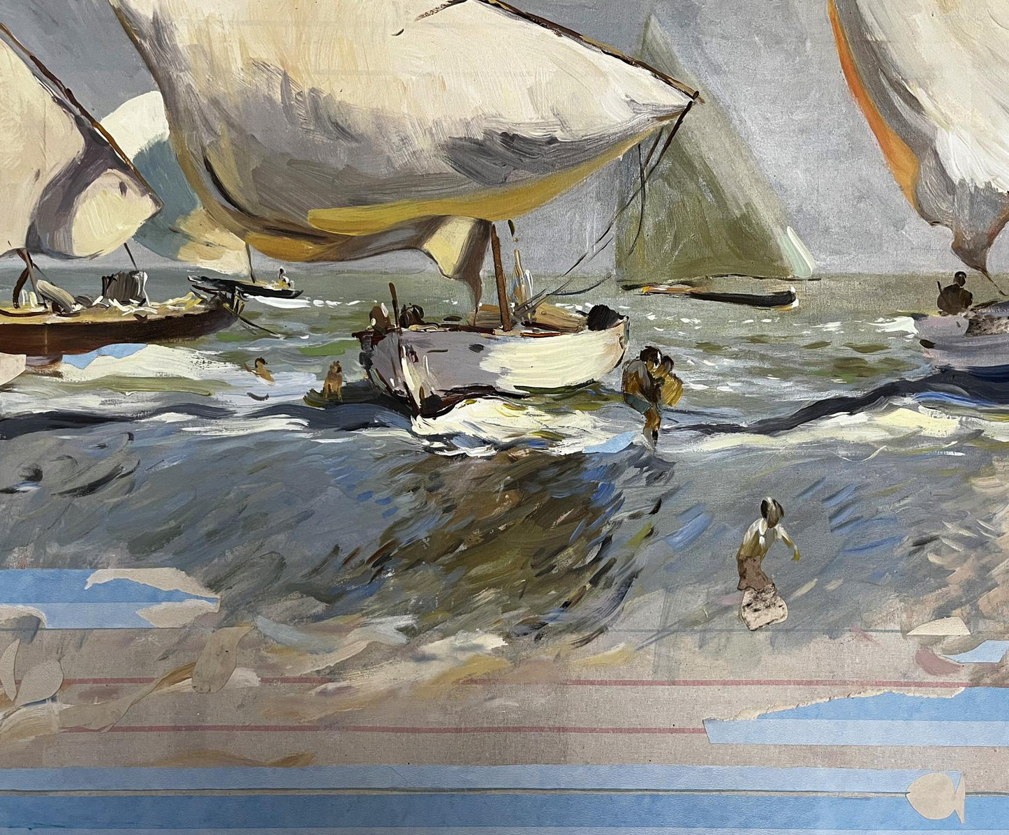 Vibrant impressionist oil painting of sailboats by Barabash Svyatoslav Sergeevich