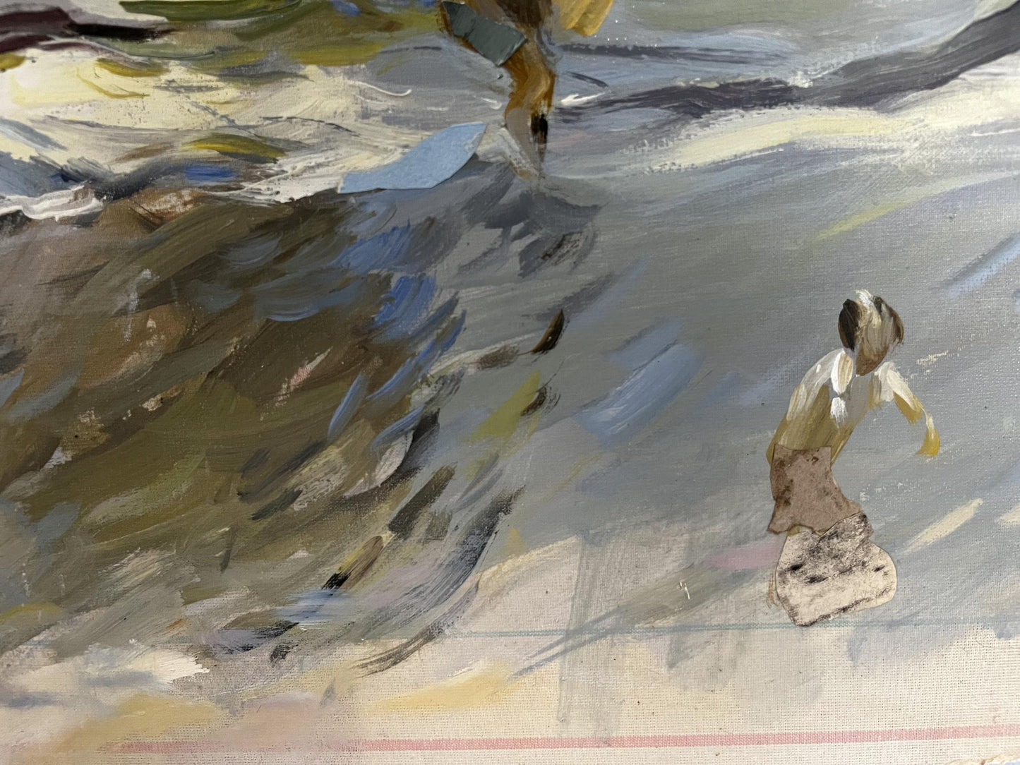 Oil painting by Barabash Svyatoslav Sergeevich: child on rock in sea