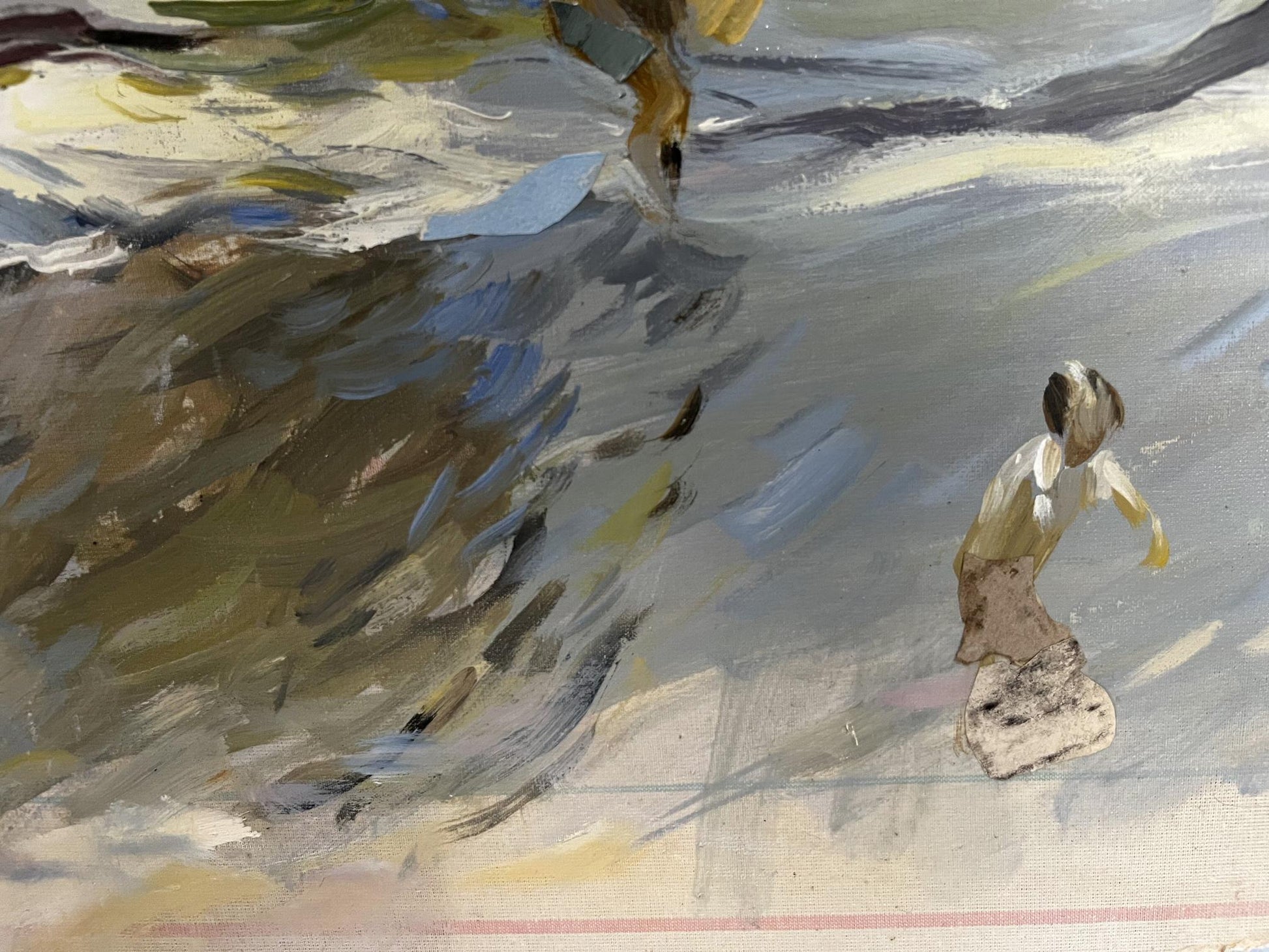 Oil painting by Barabash Svyatoslav Sergeevich: child on rock in sea