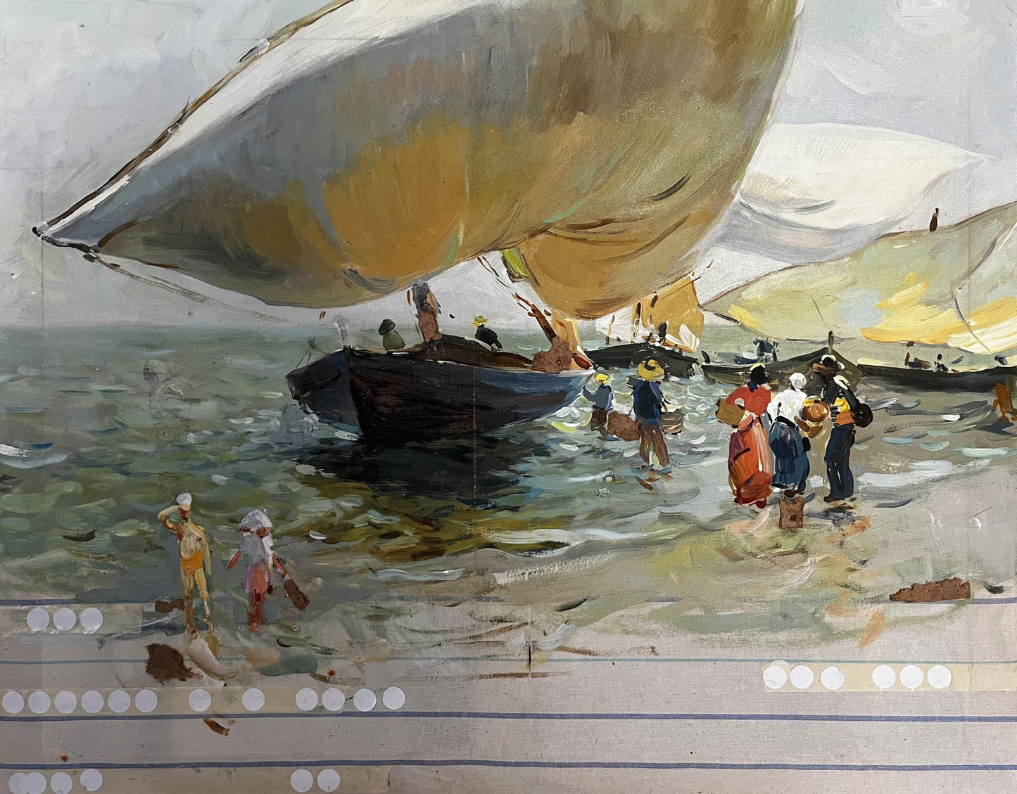 Vibrant impressionist oil painting by Barabash Svyatoslav Sergeevich of boats with billowing sails