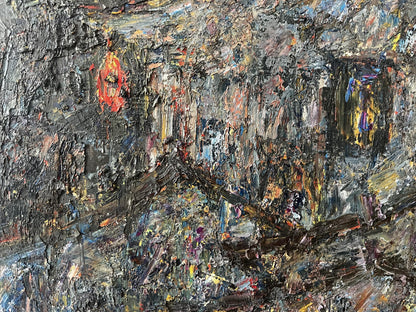 Textured abstract oil painting Evening in Sujo Sun Ke with impasto strokes