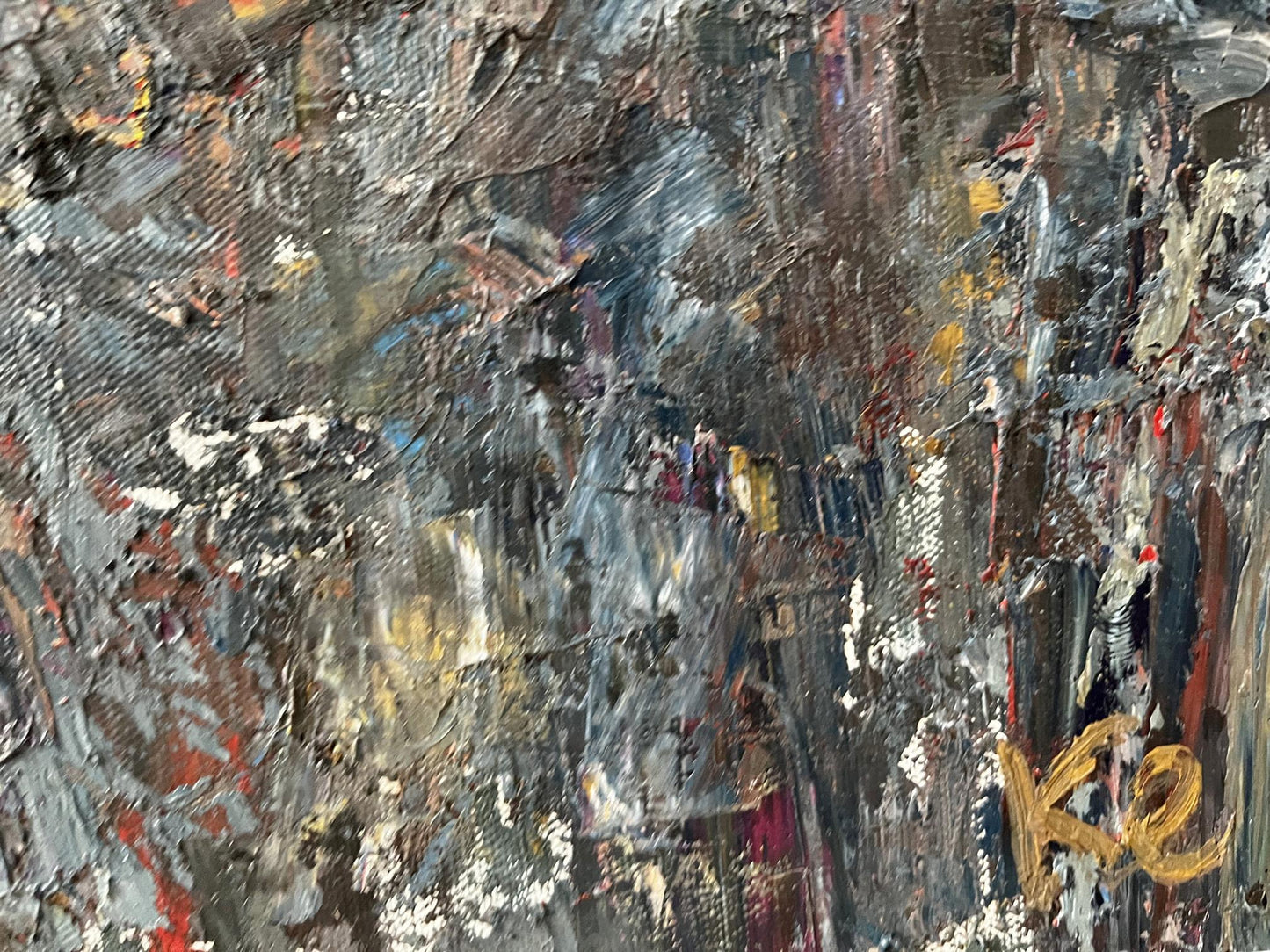 Abstract expressionist oil painting Evening in Sujo Sun Ke with textured grays