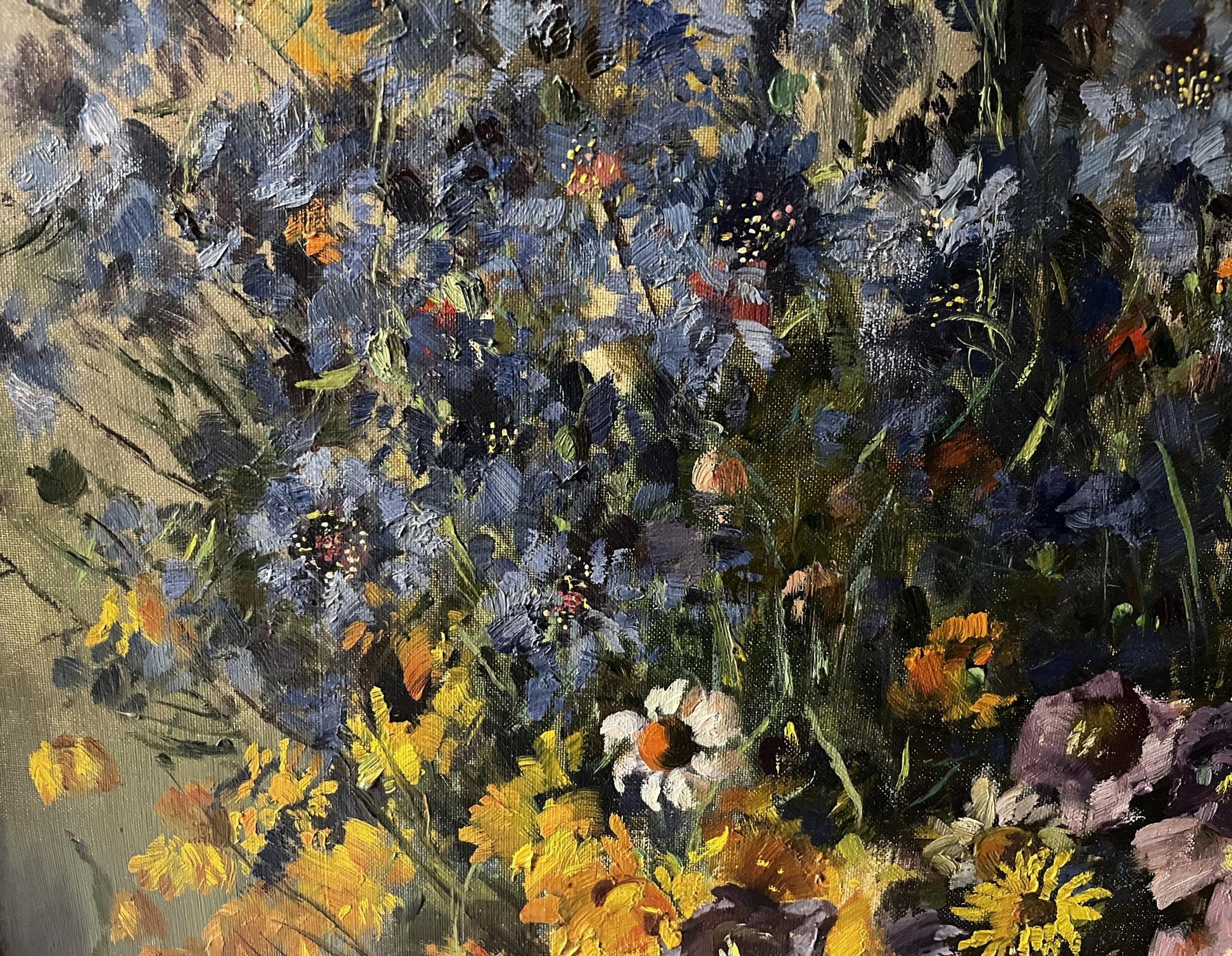 Vibrant oil painting of summer wildflowers by Hermann Fricke