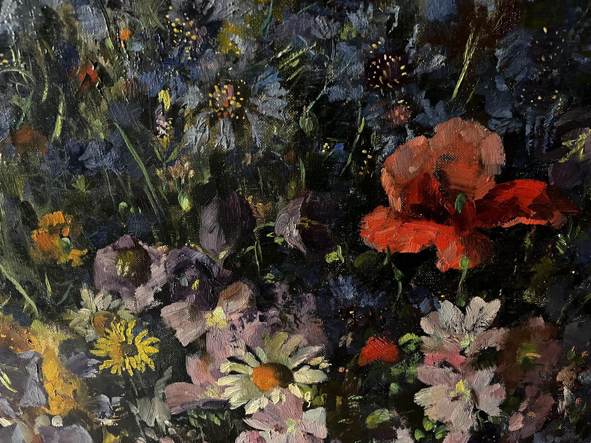 Vibrant red poppy oil painting Summer flowers by Hermann Fricke