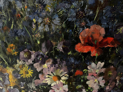 Vibrant red poppy oil painting Summer flowers by Hermann Fricke