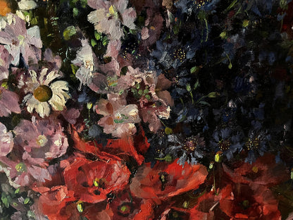 Oil painting Summer flowers by Hermann Fricke, vibrant bouquet
