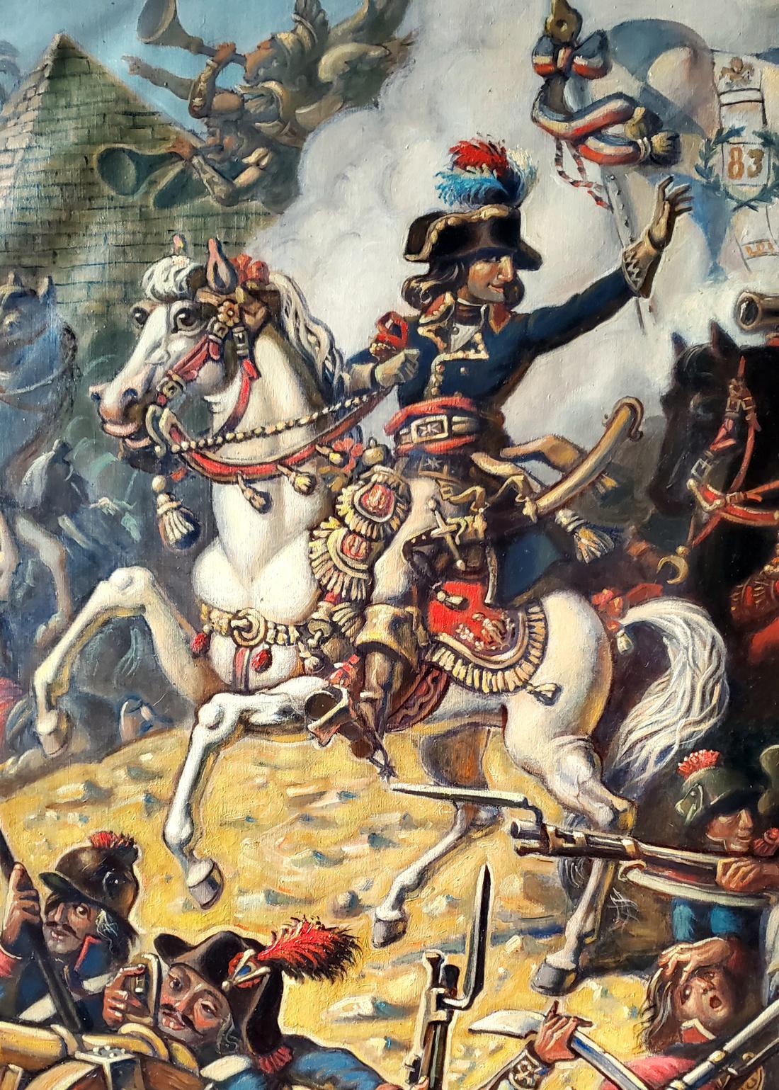 Oil painting of Napoleon in Egypt by Daniil Litvinov on white horse